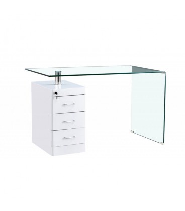 【Mesa cristal curvado, cajonera, 125x65 cms, ARTEMISA】Mejor Precio