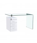 【Mesa cristal curvado, cajonera, 125x65 cms, ARTEMISA】Mejor Precio