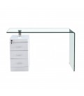 【Mesa cristal curvado, cajonera, 125x65 cms, ARTEMISA】Mejor Precio
