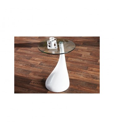【Mesa, baja fibra y cristal 50 cms de diámetro, PEAR NEW】¡Compra!