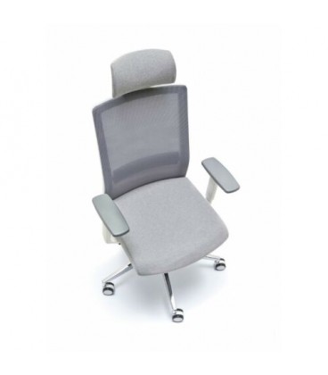 Silla giratoria con respaldo alto de malla, con cabezal incorporado NIZA