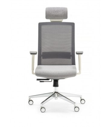 Silla giratoria con respaldo alto de malla, con cabezal incorporado NIZA