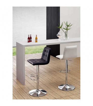 【Taburete, cromado, tapizado blanco DESEO (L) 】Compra Mejor Precio