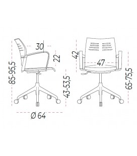 Silla Giratoria, estructura negra, SPACIO CON BRAZOS