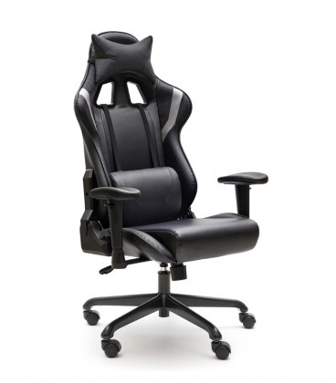 Sillón Giratorio de estilo deportivo MAGOR | Ecopiel negro-gris