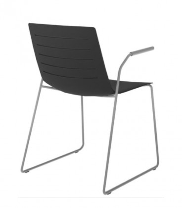 Silla confidente, base patín, con brazos SKIN