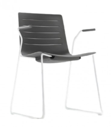 Silla confidente, base patín, con brazos SKIN