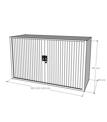 Armário metálico baixo, com portas de persiana