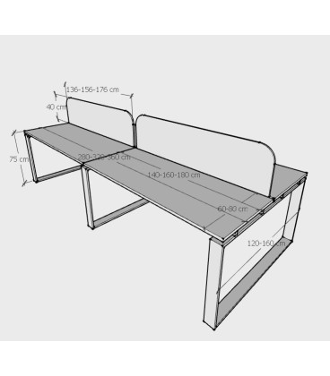 Mesa BENCH MODERN con Separador Acústico Liso 4P. Mejor calidad y precio