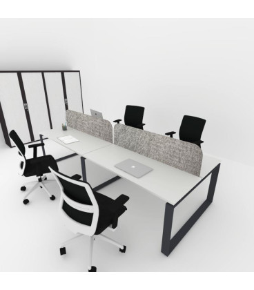 Mesa divisória acústica BENCH MODERN com linhas curvas 4P