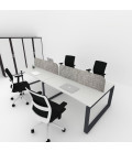 Mesa divisória acústica BENCH MODERN com linhas curvas 4P