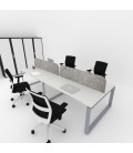 Mesa divisória acústica BENCH MODERN com linhas curvas 4P