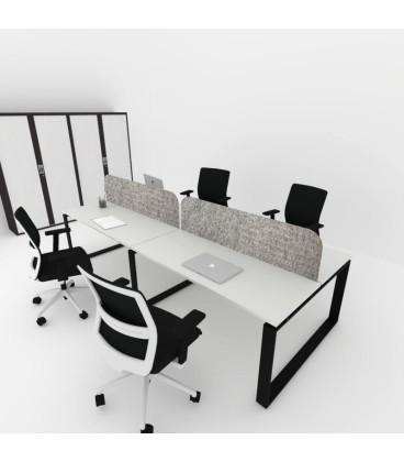 Mesa divisória acústica BENCH MODERN com linhas curvas 4P