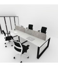 Mesa divisória acústica BENCH MODERN com linhas curvas 4P
