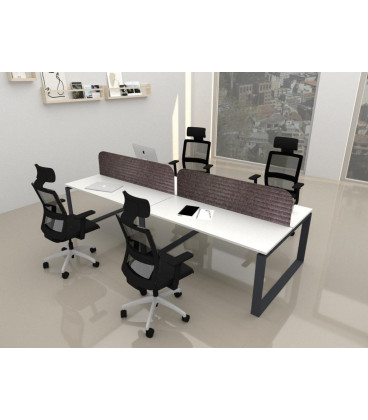 Mesa BENCH MODERN con Separador Acústico con líneas Curvadas 4P. Mejor calidad y precio