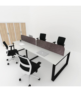 Mesa divisória acústica BENCH MODERN com linhas curvas 4P 2