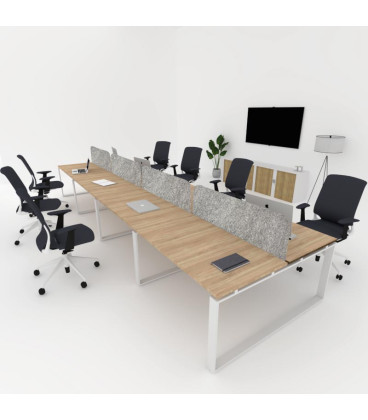 Mesa BENCH MODERN com divisória acústica lisa 8P