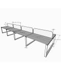 Mesa BENCH MODERN con Separador Acústico con Líneas Curvadas 8P