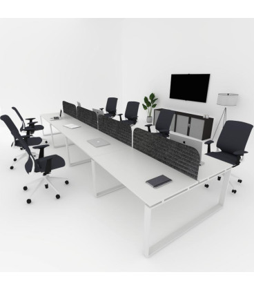 Mesa divisória acústica BENCH MODERN com linhas curvas 8P