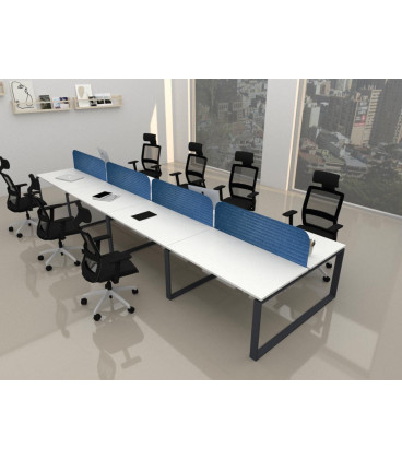 Mesa BENCH MODERN con Separador Acústico con Líneas Curvadas 8P