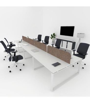 Mesa divisória acústica BENCH MODERN com linhas curvas 8P