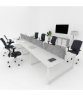 Mesa BENCH MODERN con Separador Acústico con Líneas Curvadas 8P