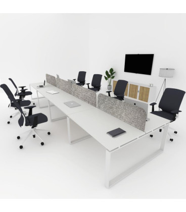 Mesa divisória acústica BENCH MODERN com linhas curvas 8P