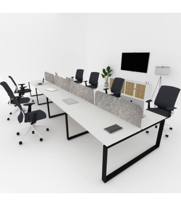 Mesa divisória acústica BENCH MODERN com linhas curvas 8P