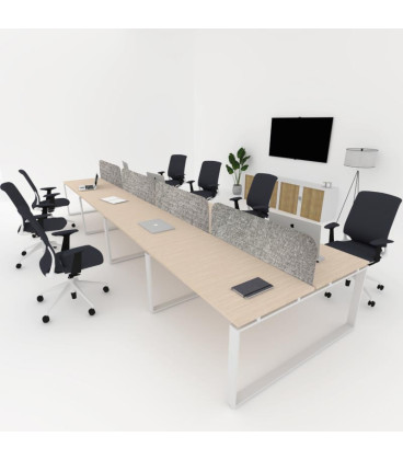 Mesa divisória acústica BENCH MODERN com linhas curvas 8P