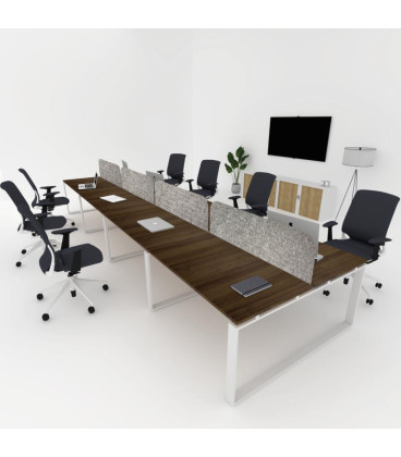 Mesa divisória acústica BENCH MODERN com linhas curvas 8P