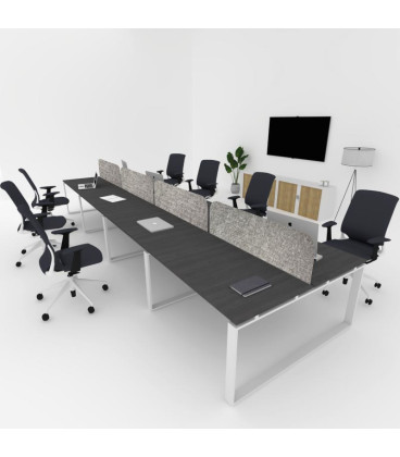 Mesa BENCH MODERN con Separador Acústico con Líneas Curvadas 8P