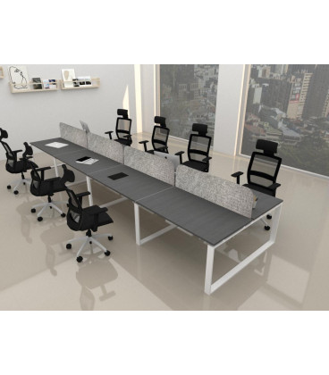 Mesa BENCH MODERN con Separador Acústico con Líneas Curvadas 8P