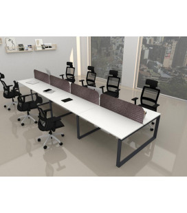Mesa divisória acústica BENCH MODERN com linhas curvas 8P