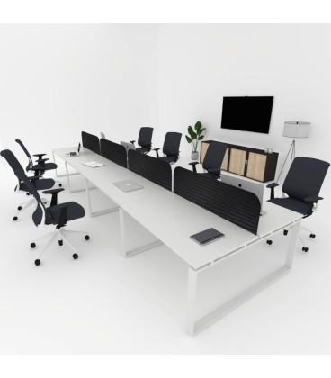 Mesa divisória acústica BENCH MODERN com linhas curvas 8P