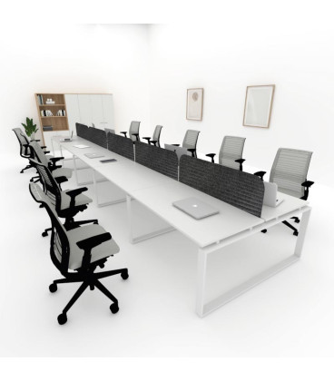 Mesa divisória acústica BENCH MODERN com linhas curvas 10P