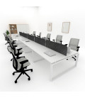 Mesa divisória acústica BENCH MODERN com linhas curvas 10P