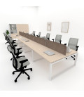 Mesa divisória acústica BENCH MODERN com linhas curvas 10P