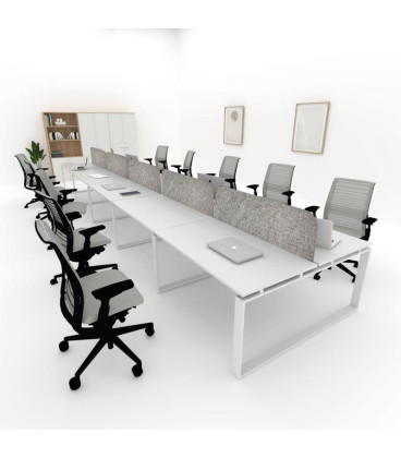 Mesa divisória acústica BENCH MODERN com linhas curvas 10P