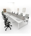 Mesa divisória acústica BENCH MODERN com linhas curvas 10P