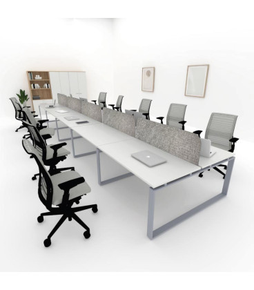 Mesa divisória acústica BENCH MODERN com linhas curvas 10P