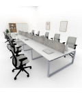 Mesa divisória acústica BENCH MODERN com linhas curvas 10P