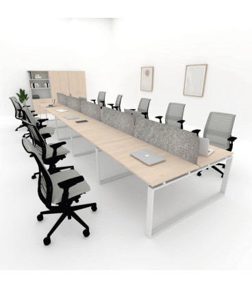 Mesa divisória acústica BENCH MODERN com linhas curvas 10P