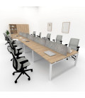 Mesa BENCH MODERN con Separador Acústico con Líneas Curvadas 10P. Mejor Calidad y Precio