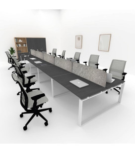 Mesa divisória acústica BENCH MODERN com linhas curvas 10P 2