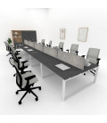 Mesa divisória acústica BENCH MODERN com linhas curvas 10P