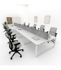 Mesa divisória acústica BENCH MODERN com linhas curvas 10P