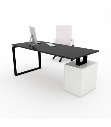Mesa de oficina moderna Ofiplus-SC-DL chapa metálica con cajonera