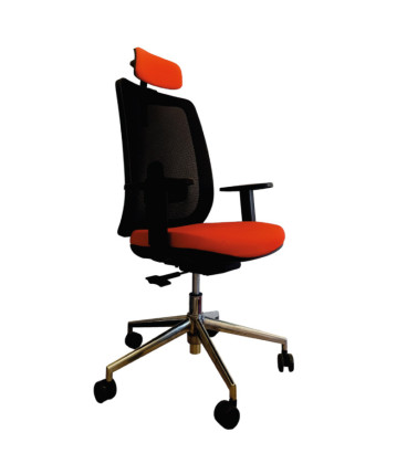 Cadeira giratória, com base em alumínio e apoio para a cabeça, ANÍBAL