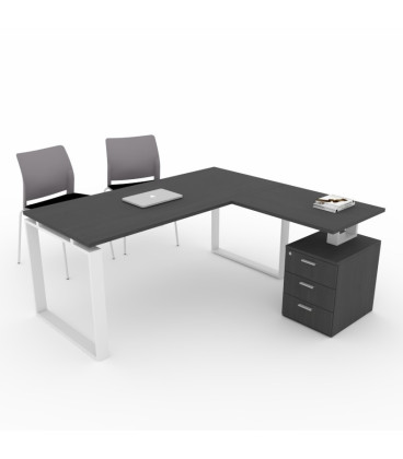 Mesa de escritório OFIPLUS MODERN com ASA e SUPORTE DE GAVETA