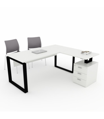Mesa de escritório OFIPLUS MODERN com ASA e SUPORTE DE GAVETA
